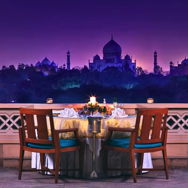 The Taj Mahal glowing at first light